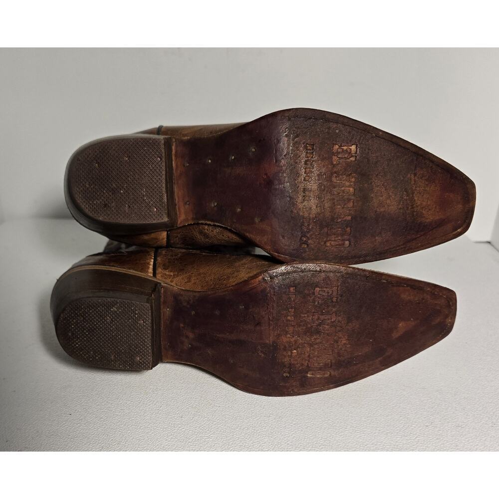 VTG EL DORADO Western Cowgirl BOOTS Leather Embroidered Brown Distressed 7.5 M - Picture 14 of 15